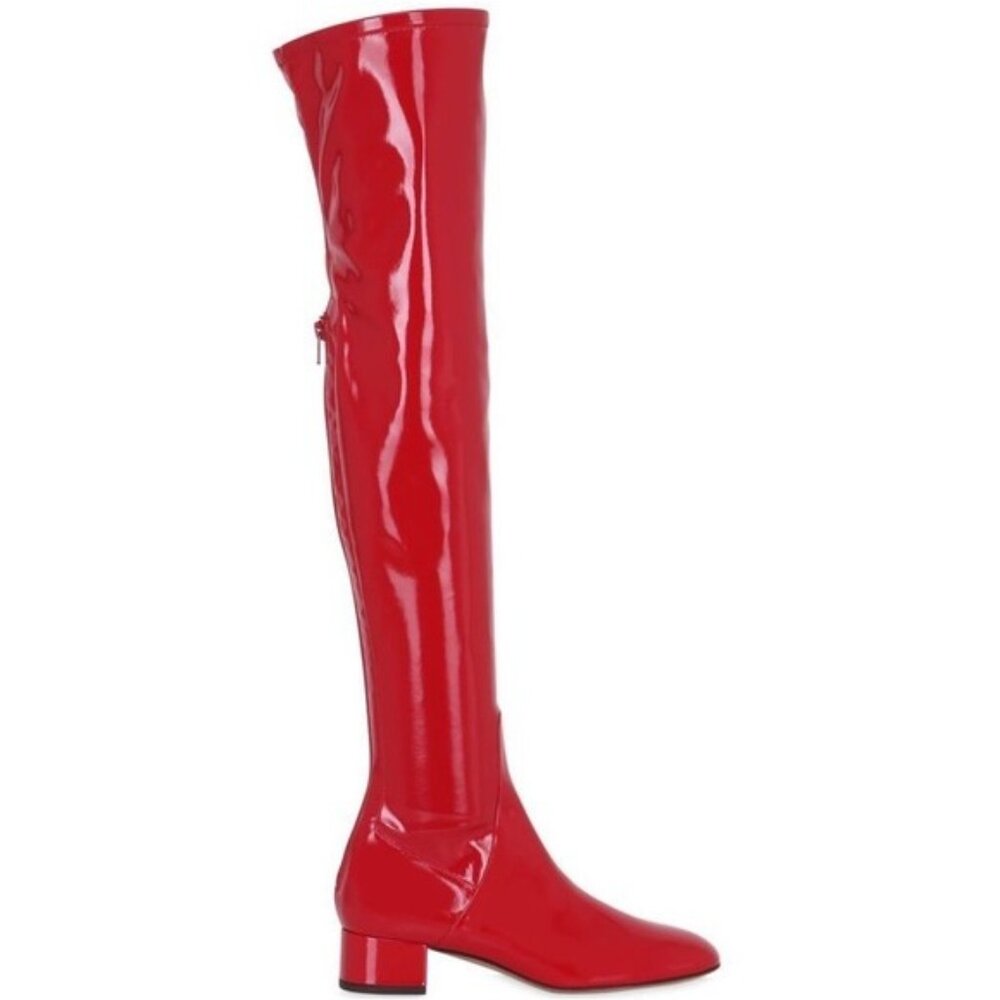 Valentino Garavani 40mm Faux Patent Leather Over The Knee Boot 36 6 Cherry Red